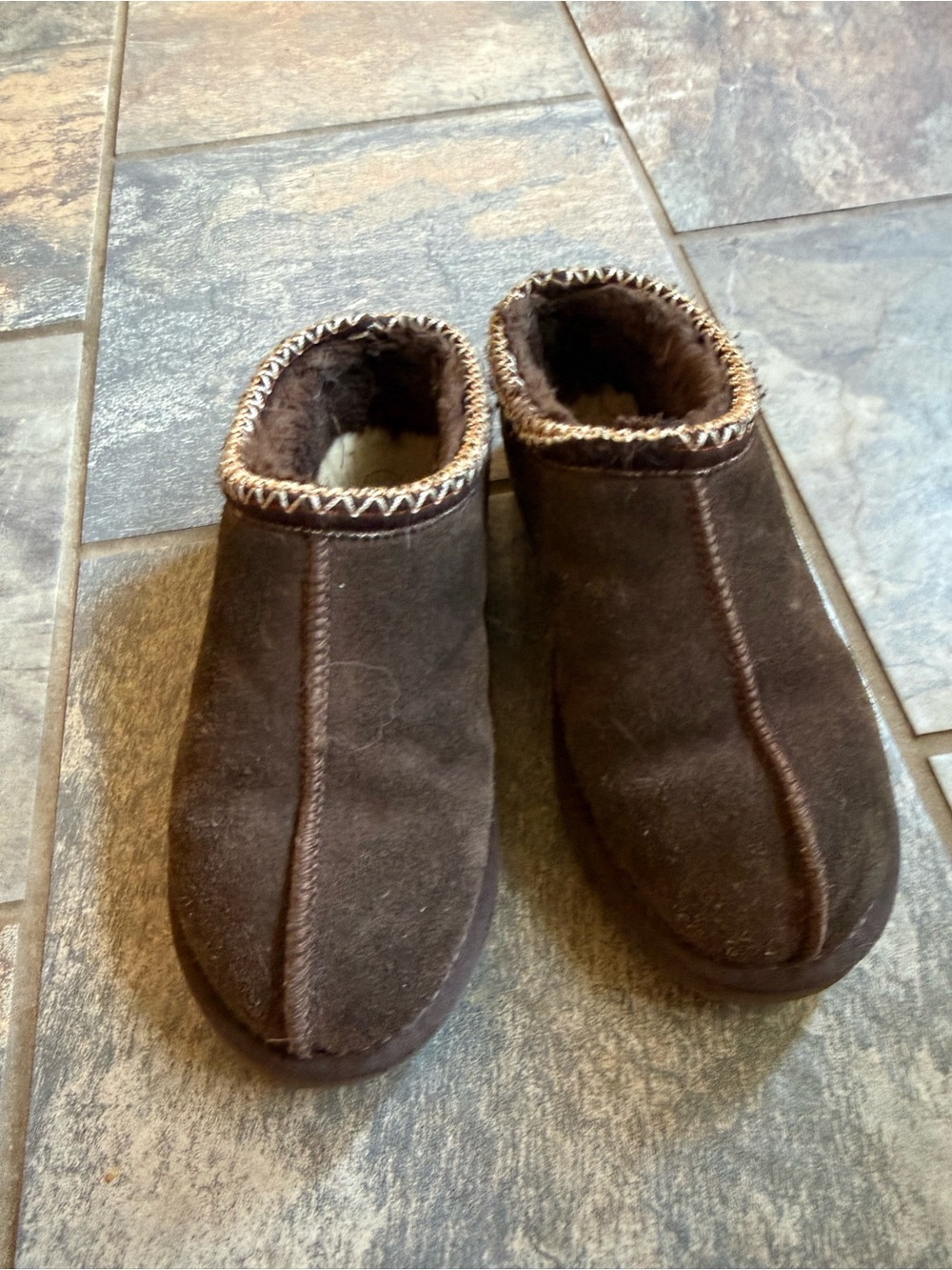 UGG Women's Dark Brown Suede Fleece-Lined Moccasin Slippers